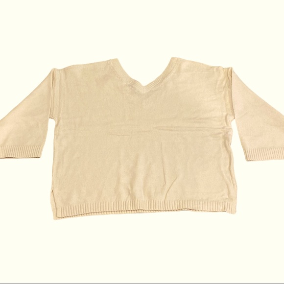 NWT Madewell Double-V Cream Pullover Sweater - Picture 5 of 9